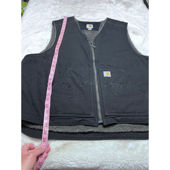 Carhartt Black Sherpa-Lined Vest Heavy-Duty Workwear mens size 2XL - Picture 5 of 6